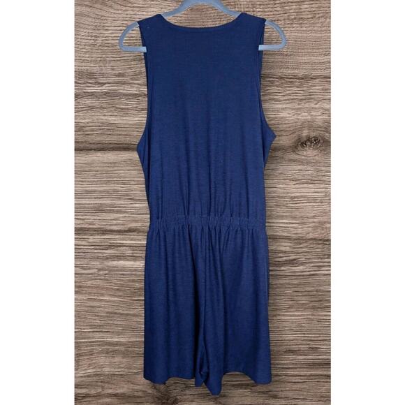 Old Navy Breathe On Women XL One Piece Romper Shorts Criss Cross Navy Blue - Picture 2 of 9